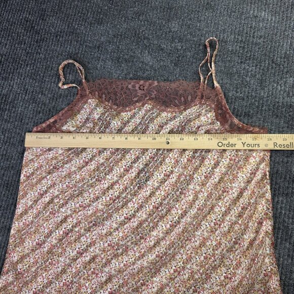 Victorias Secret Camisole Womens Large Pink Brown Floral Lace Adj Strap Tank T - Picture 9 of 10